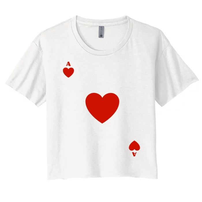 Ace Of Hearts Halloween Team Costume Funny Poker Cards Funny Halloween Group Par Women's Crop Top Tee