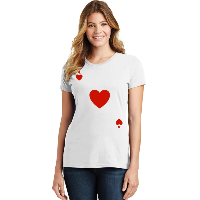 Ace Of Hearts Halloween Team Costume Funny Poker Cards Funny Halloween Group Par Women's T-Shirt