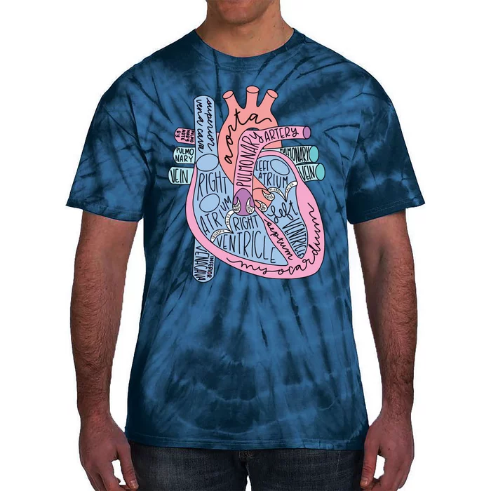 Anatomical Of Heart Cardiac Nurse Practioner Sonographer Tie-Dye T-Shirt