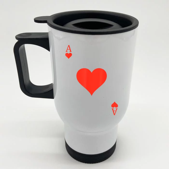 Ace Of Hearts Costume Deck Of Cards Playing Card Halloween Front & Back Stainless Steel Travel Mug