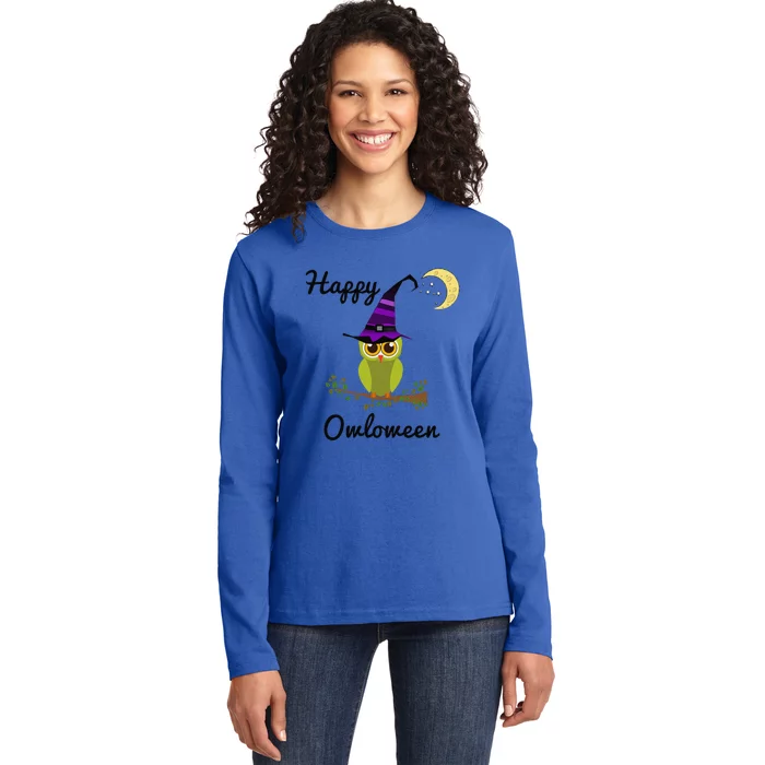 Adorable Owl Halloween Happy Owloween Ladies Long Sleeve Shirt