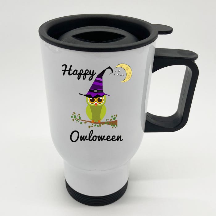 Adorable Owl Halloween Happy Owloween Front & Back Stainless Steel Travel Mug