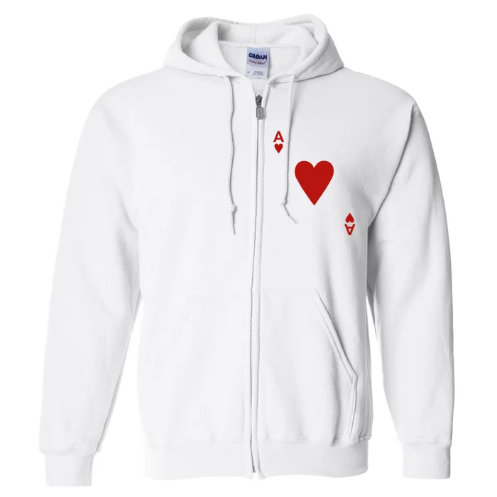 Ace Of Hearts Blackjack Cards Poker 21 Full Zip Hoodie