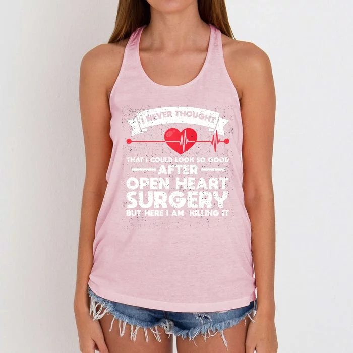 After Open Heart Surgery Open Heart Surgery Gift Women's Knotted Racerback Tank