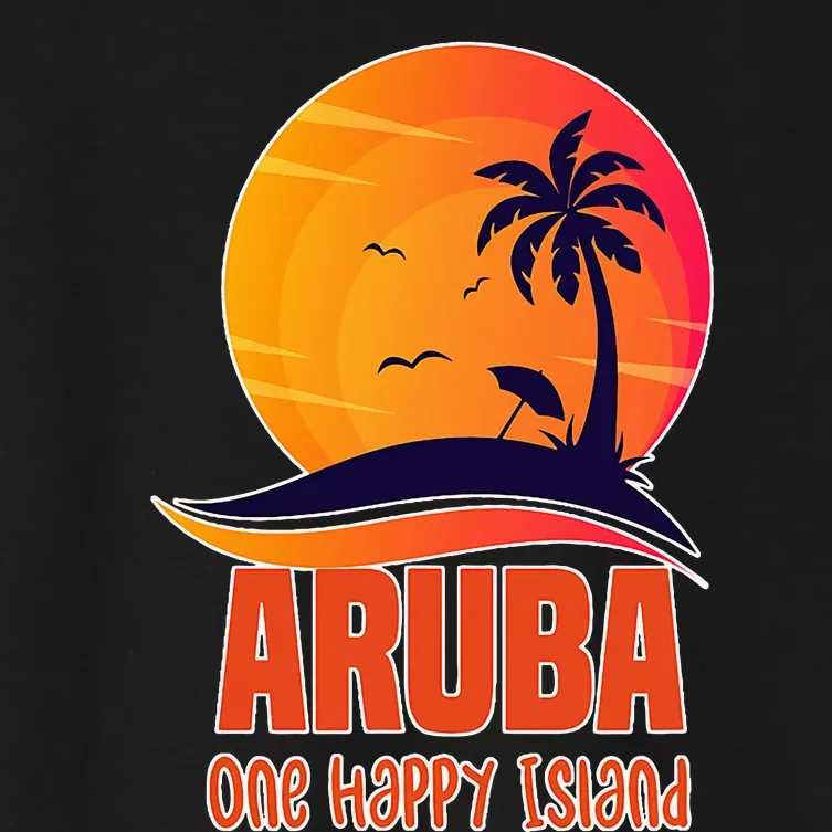 Aruba One Happy Island Beautiful Sunset Beach Women's Crop Top Tee