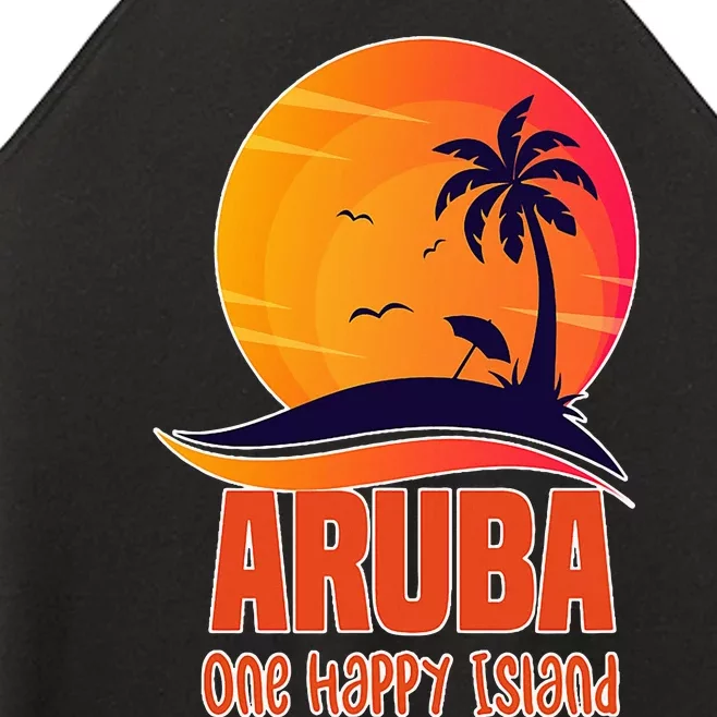 Aruba One Happy Island Beautiful Sunset Beach Women’s Perfect Tri Rocker Tank