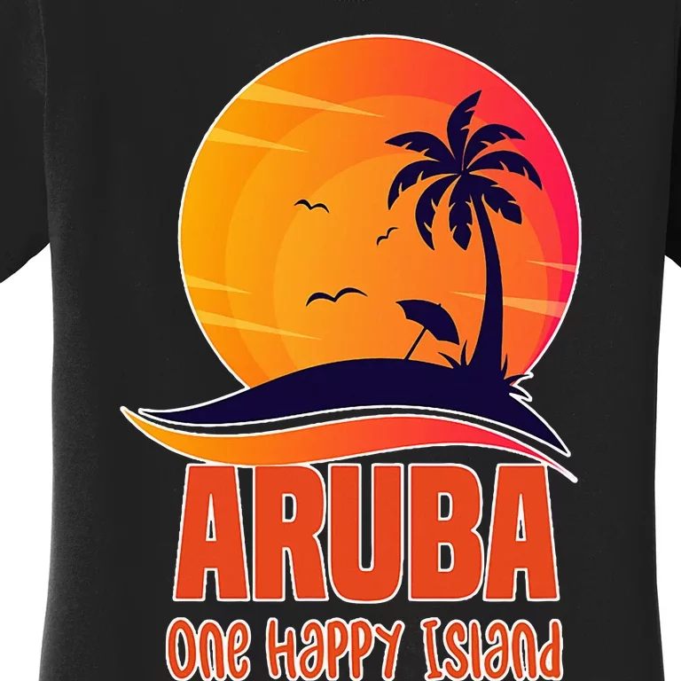 Aruba One Happy Island Beautiful Sunset Beach Women's T-Shirt