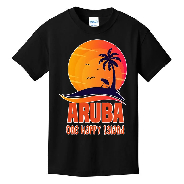 Aruba One Happy Island Beautiful Sunset Beach Kids T-Shirt