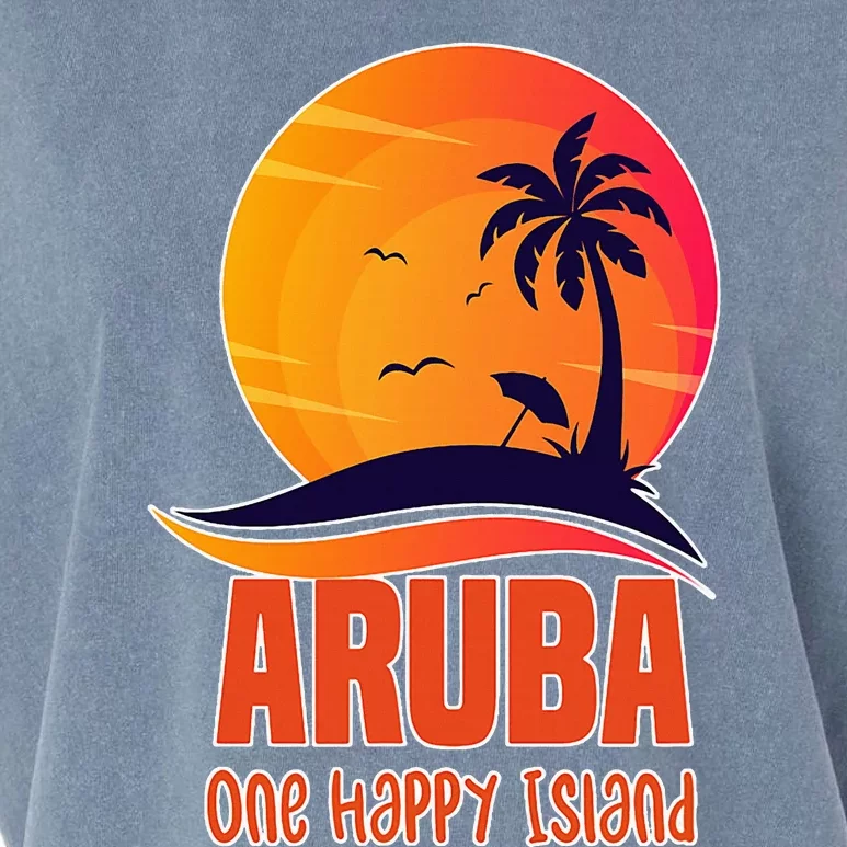 Aruba One Happy Island Beautiful Sunset Beach Garment-Dyed Women's Muscle Tee