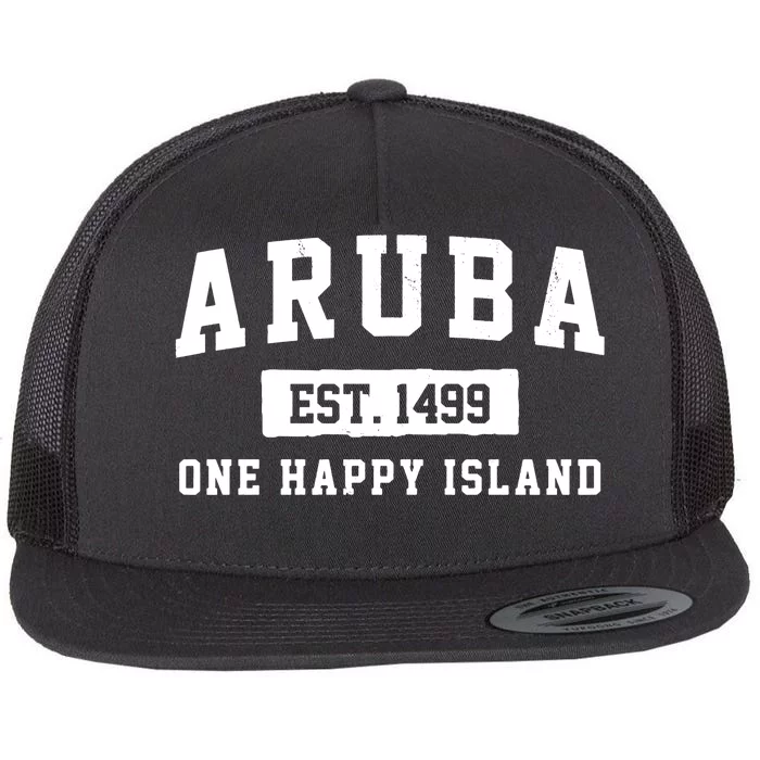 Aruba One Happy Island 1499 Vintage Flat Bill Trucker Hat