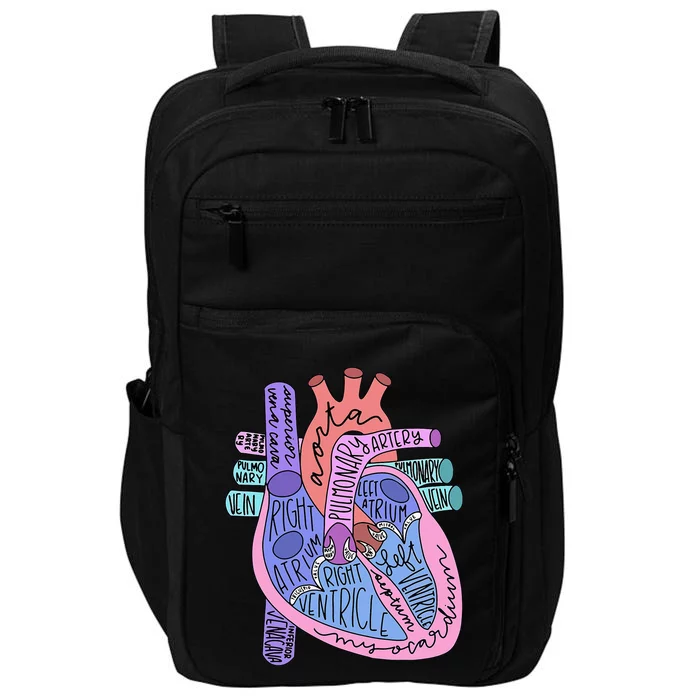 Anatomical Of Heart Cardiac Nurse Practioner Sonographer Impact Tech Backpack