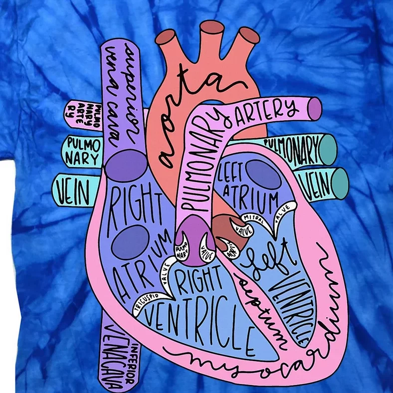 Anatomical Of Heart Cardiac Nurse Practioner Sonographer Tie-Dye T-Shirt