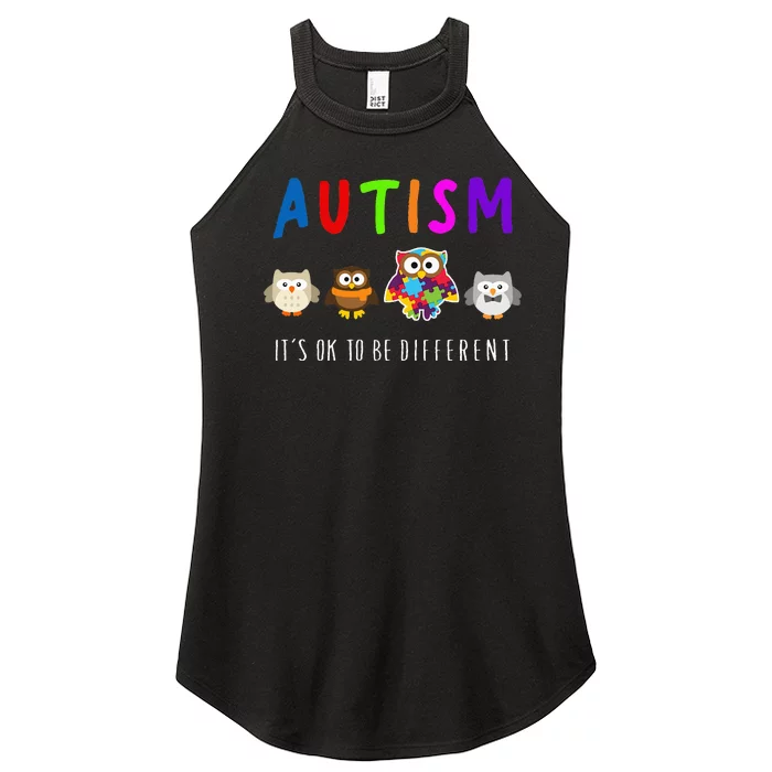 Autism Owl It's Ok to be Different Autism Awareness Women’s Perfect Tri Rocker Tank