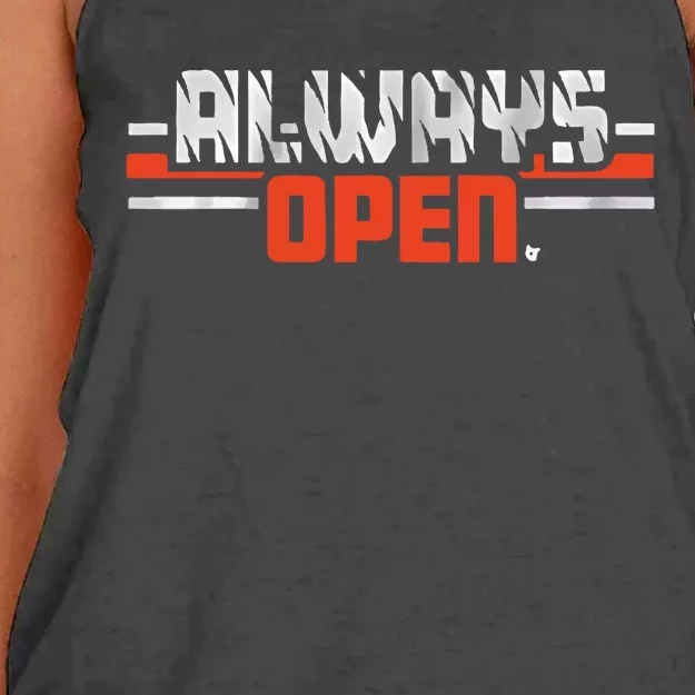 Always Open In Cincinnati Women's Knotted Racerback Tank