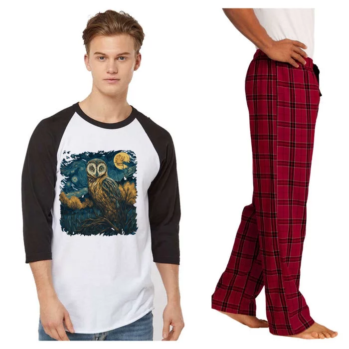 An Owl In The Night Forest Painting Raglan Sleeve Pajama Set