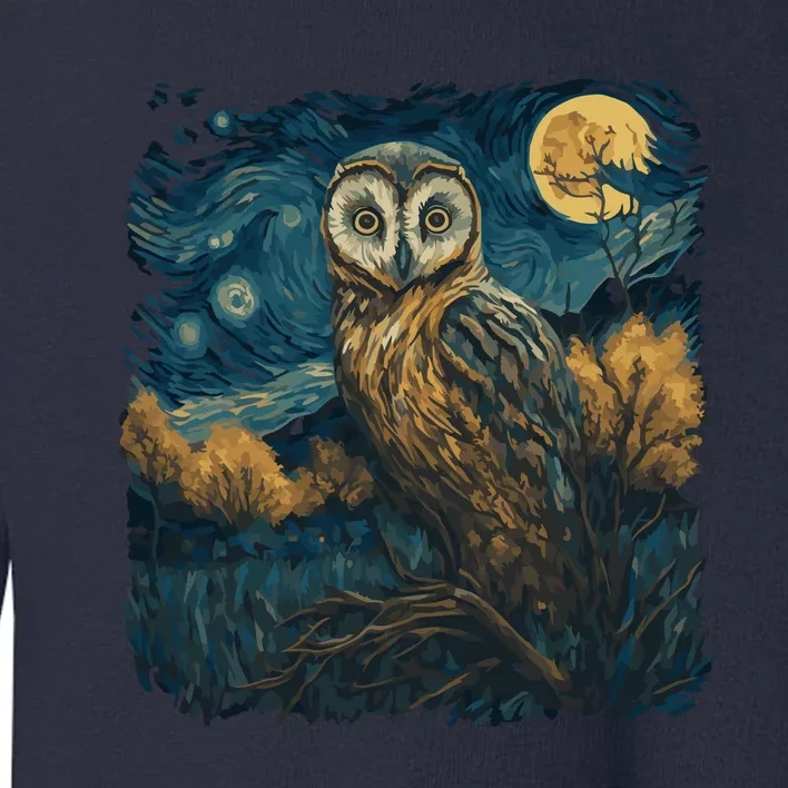 An Owl In The Night Forest Painting Toddler Sweatshirt