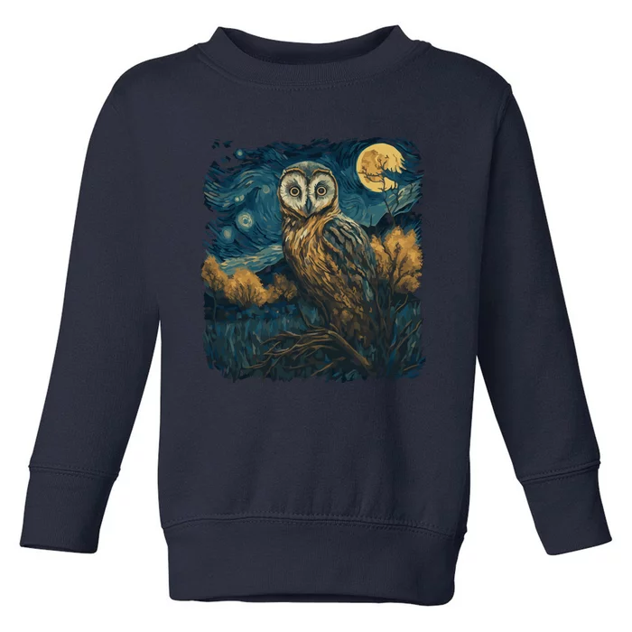 An Owl In The Night Forest Painting Toddler Sweatshirt