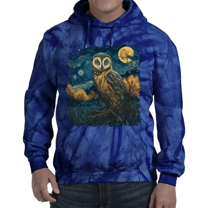 An Owl In The Night Forest Painting Tie Dye Hoodie