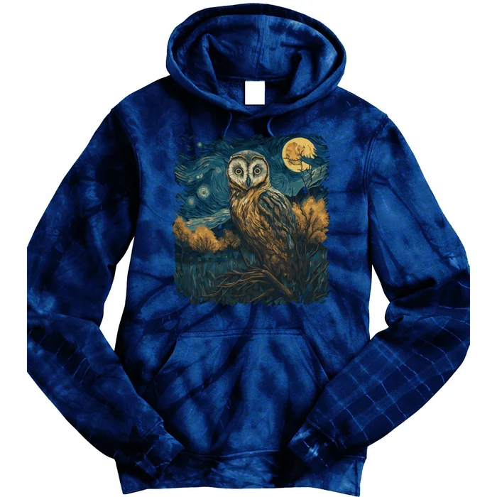 An Owl In The Night Forest Painting Tie Dye Hoodie