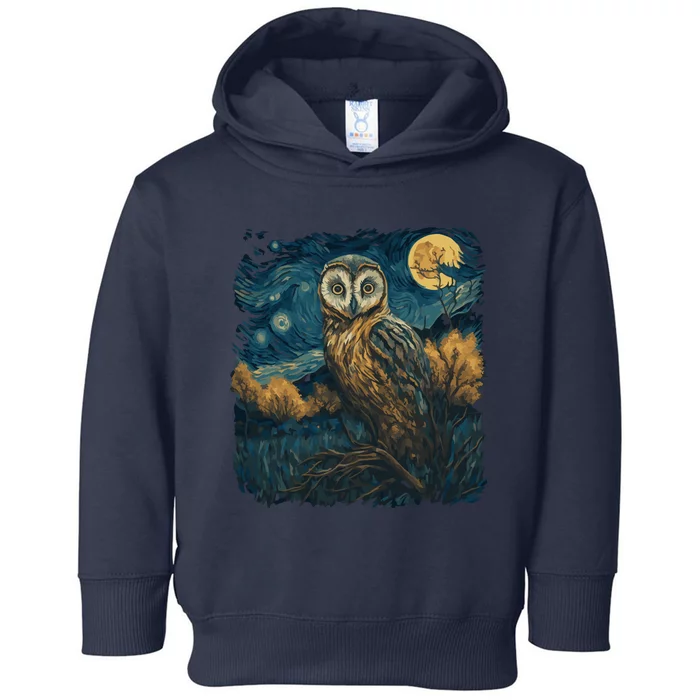 An Owl In The Night Forest Painting Toddler Hoodie