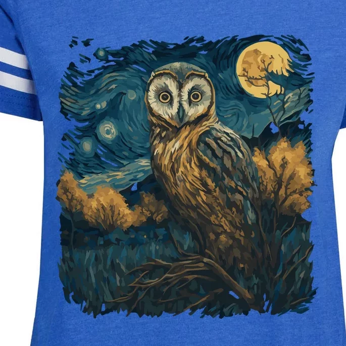 An Owl In The Night Forest Painting Enza Ladies Jersey Football T-Shirt