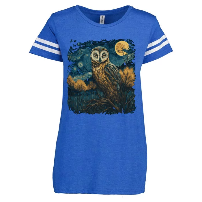 An Owl In The Night Forest Painting Enza Ladies Jersey Football T-Shirt