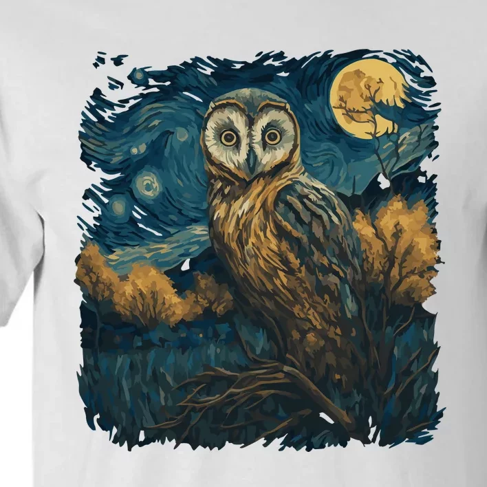 An Owl In The Night Forest Painting Tall T-Shirt