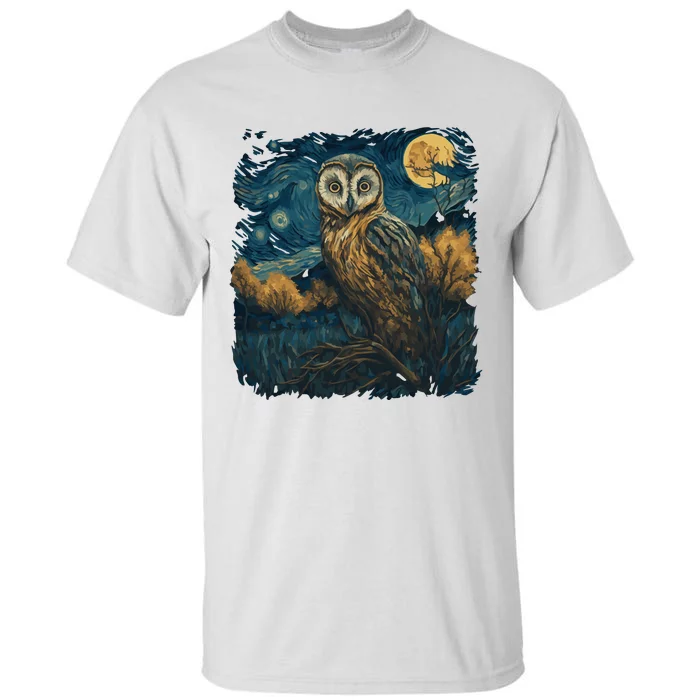 An Owl In The Night Forest Painting Tall T-Shirt