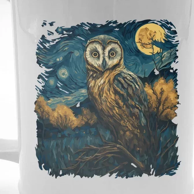 An Owl In The Night Forest Painting Front & Back Beer Stein