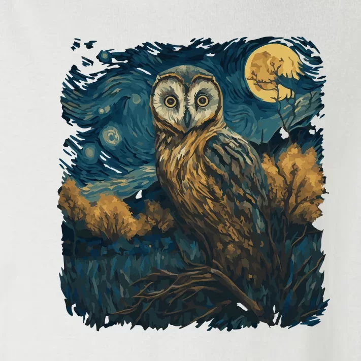 An Owl In The Night Forest Painting Toddler Long Sleeve Shirt