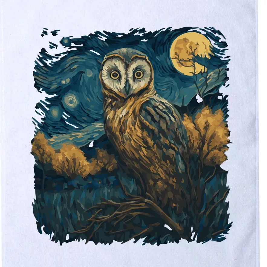 An Owl In The Night Forest Painting Platinum Collection Golf Towel