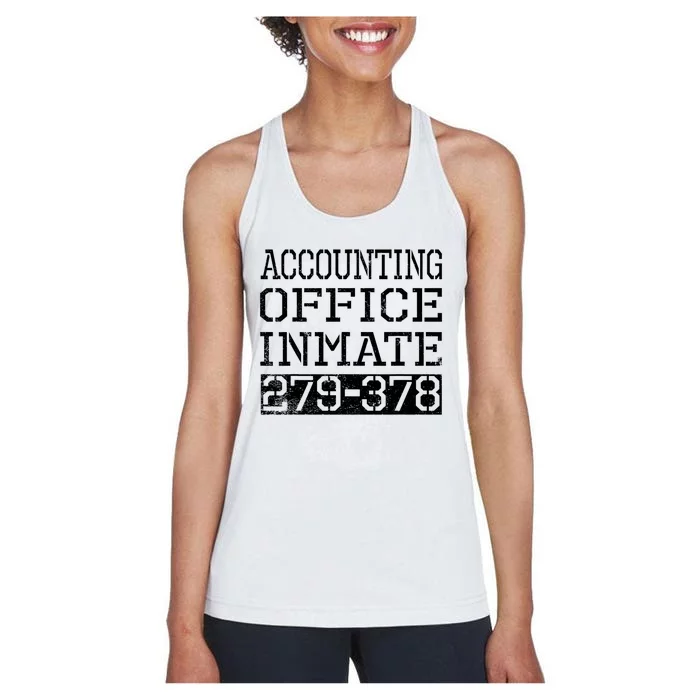 Accounting Office Inmate Novelty Prison Jail Halloween Women's Racerback Tank