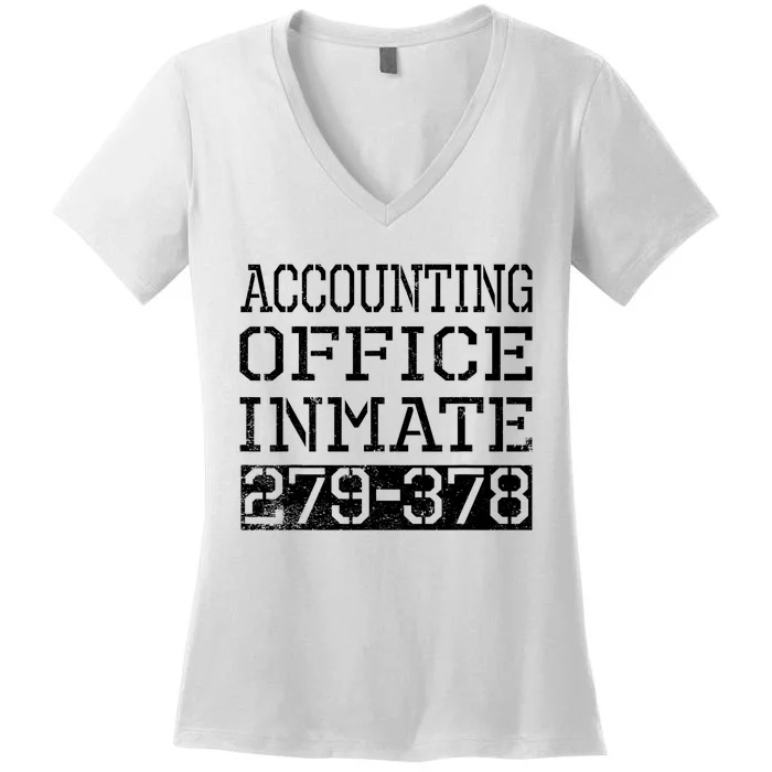 Accounting Office Inmate Novelty Prison Jail Halloween Women's V-Neck T-Shirt