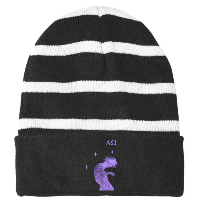 Alpha Omega Jesus Is King Seek Kingdom JoJo Striped Beanie with Solid Band