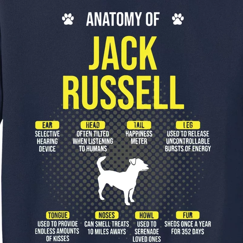 Anatomy Of Jack Russell Dog Lover Tall Sweatshirt