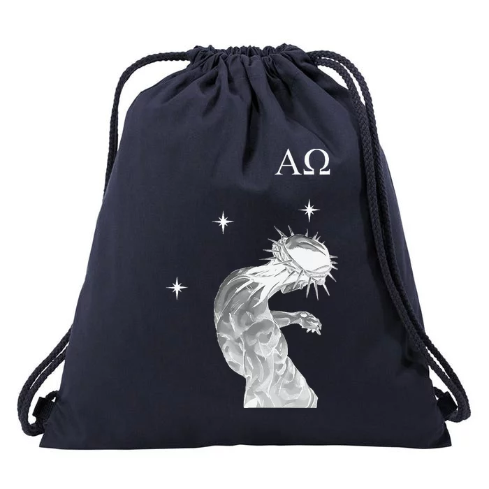 Alpha Omega Jesus Is King Seek Kingdom JoJo Drawstring Bag