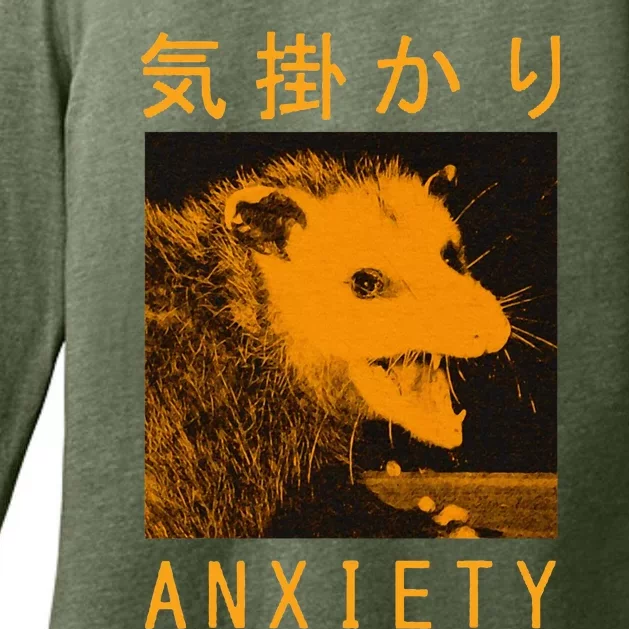 Anxiety Opossum Japanese Womens CVC Long Sleeve Shirt