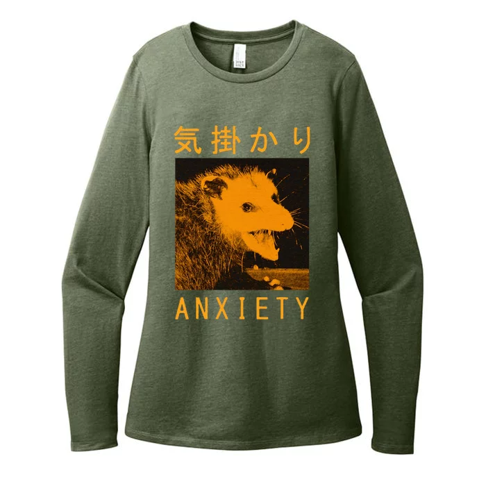 Anxiety Opossum Japanese Womens CVC Long Sleeve Shirt