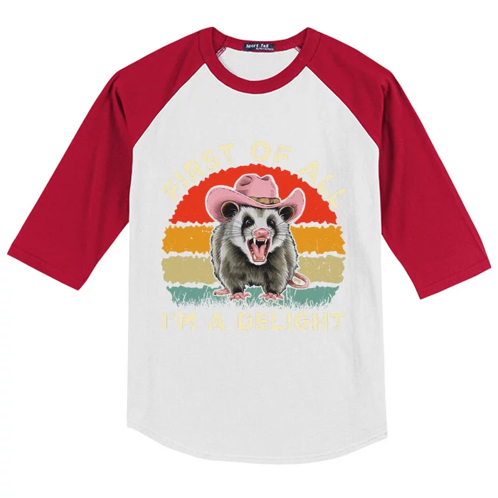 Angry Opossum Lover First Of All IM A Delight Sarcastic Kids Colorblock Raglan Jersey