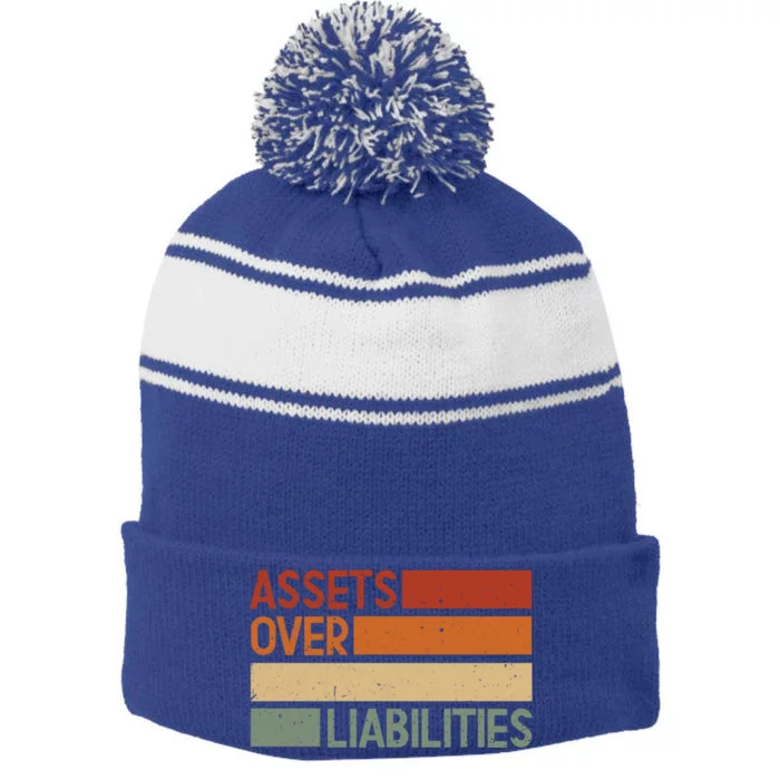 Assets Over Liabilities Gift Stripe Pom Pom Beanie