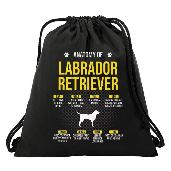 Anatomy Of Labrador Retriever Dog Lover Drawstring Bag