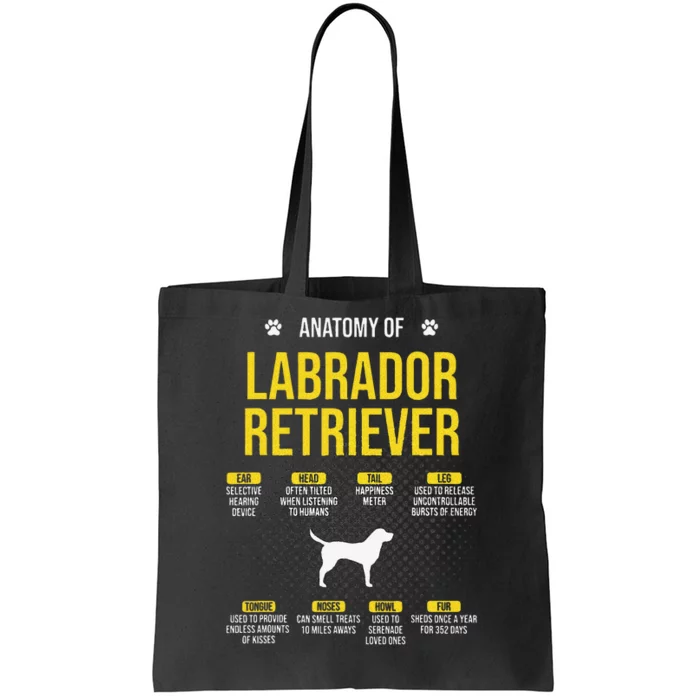 Anatomy Of Labrador Retriever Dog Lover Tote Bag