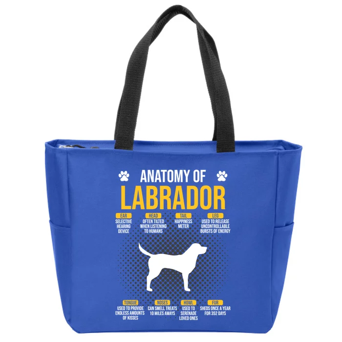 Anatomy Of Labrador Dog Lover Cool Gift Zip Tote Bag