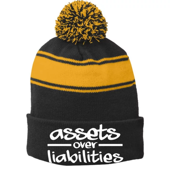 Assets Over Liabilities Accountant Stripe Pom Pom Beanie