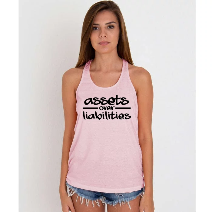 Assets Over Liabilities Accountant Women's Knotted Racerback Tank