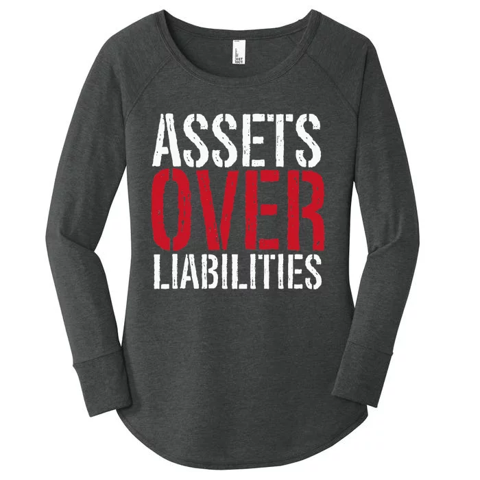 Assets Over Liabilities Investing Stocks Human Capital Women's Perfect Tri Tunic Long Sleeve Shirt