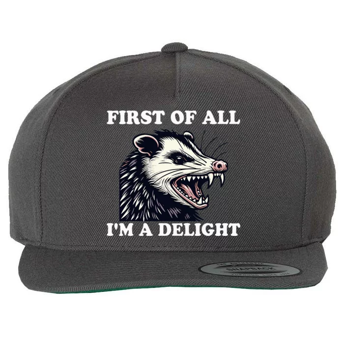 Angry Opossum Lover First Of All IM A Delight Wool Snapback Cap