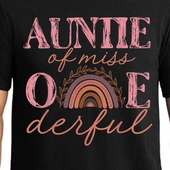 Auntie of Little Miss Onederful Shirt 1st Bday Boho Rainbow Pajama Set