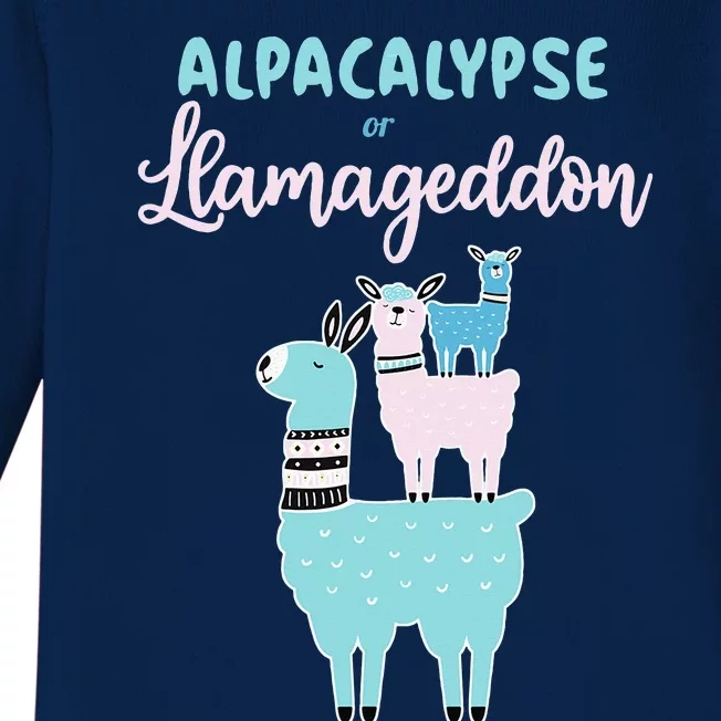 Alpacalypse Or Llamageddon Alpacas and Llamas Take Over Baby Long Sleeve Bodysuit