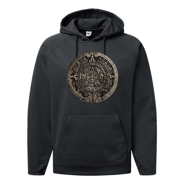 Aztec Or Mayan Calendar Maya Performance Fleece Hoodie